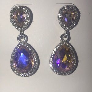 Pink/purple AB Silver Earrings
